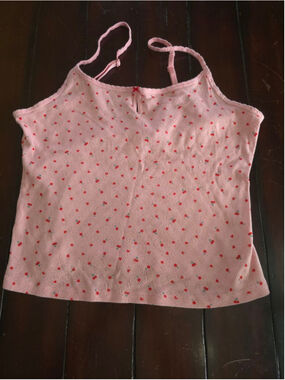 Women's Coquette PINK Victoria's Secret Cami XXL Pink with Red Cherries Hearts